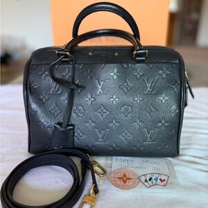 Louis Vuitton Black Empreinte Monogram Speedy Bandoulière Satchel